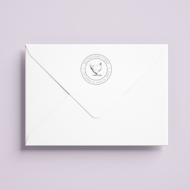 Rustic Chicken Return Address Encircled Stamp (Creator Uploaded)