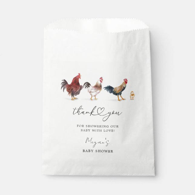 Rustic Chicken Theme Baby Shower Favour Bags (Front)