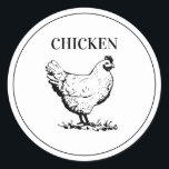 Rustic Chicken Wedding Meal Choice Classic Round Sticker<br><div class="desc">Elegant rustic wedding meal choice stickers - perfect to place on the back of place cards to specify your guests meal choice. Also perfect for rehearsal dinners and large family gatherings.</div>