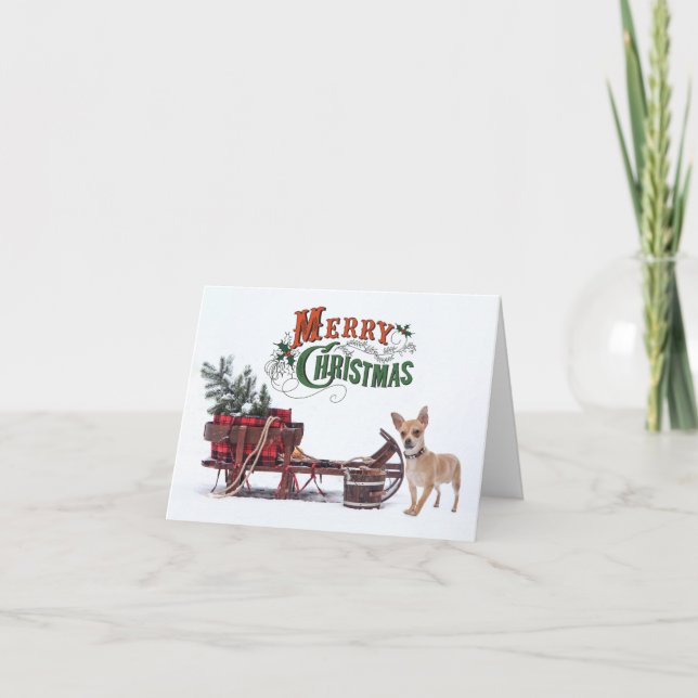 Rustic Chihuahua Christmas Holiday Card (Front)