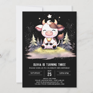 Rustic Children Cow Birthday Invitation