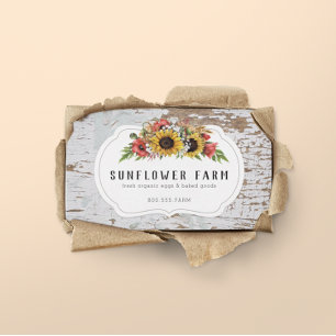 Rustic Chippy Wood Country Farmhouse Floral Business Card