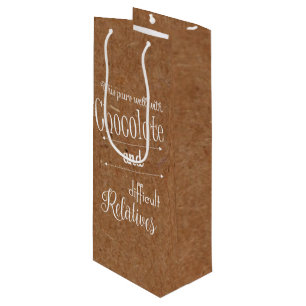 Rustic Chocolate And Wine Bottle Party Gift Bag