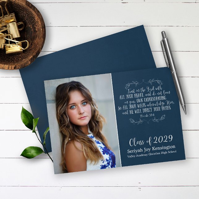 Rustic Christian Bible Verse Graduation Photo Invitation (Creator Uploaded)