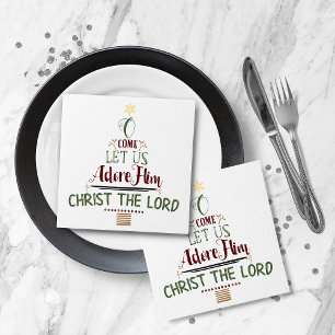 Rustic Christian Christmas Carol Typography Napkin