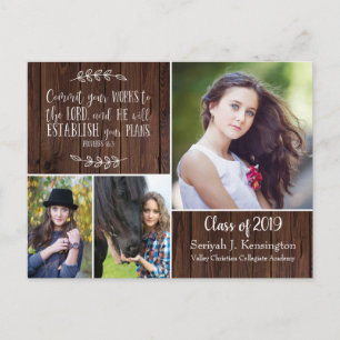 Rustic Christian Graduation Bible Verse   Barn Postcard