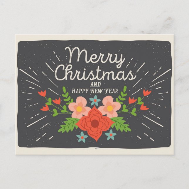 Rustic Christmas and New Year Postcard (Front)