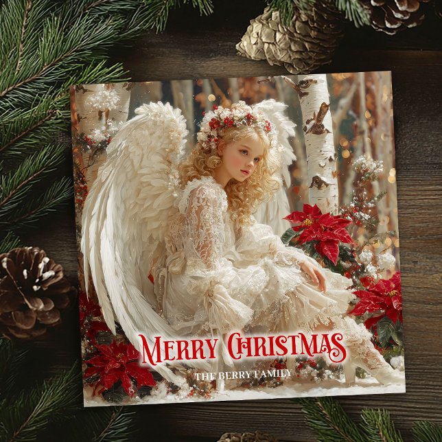 Rustic Christmas angel printable festive greeting  Holiday Card (Rustic Christmas angel printable festive greeting card)