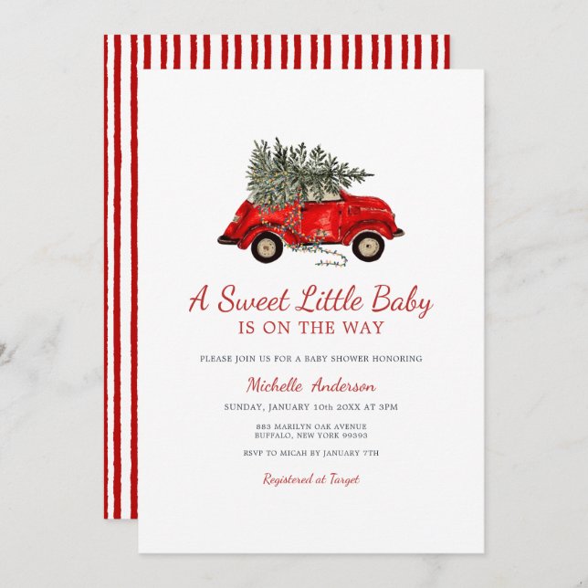 Rustic Christmas Baby Shower A Sweet Little Baby Invitation (Front/Back)