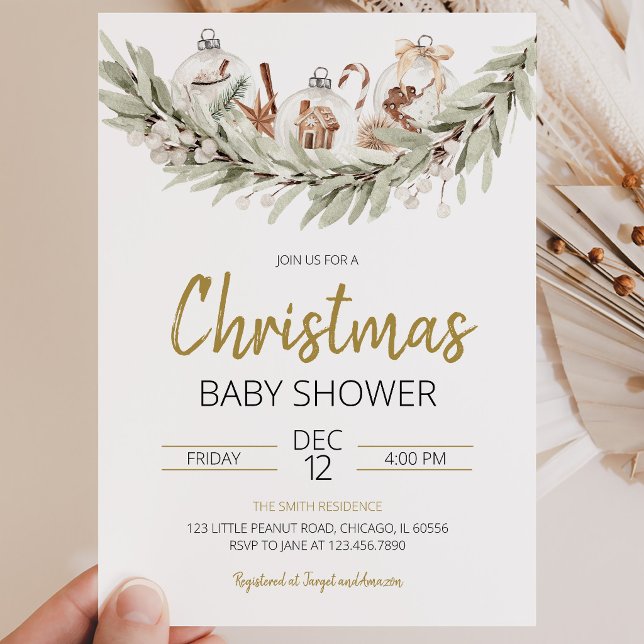 Rustic Christmas Baby Shower Invitation (Creator Uploaded)