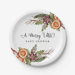 Rustic Christmas Baby Shower Paper Plate