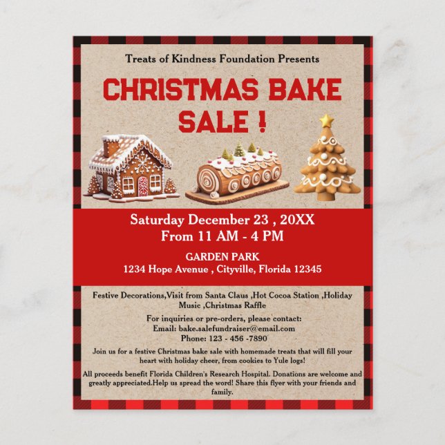 Rustic Christmas Bake Sale Fundraiser Flyer (Front)
