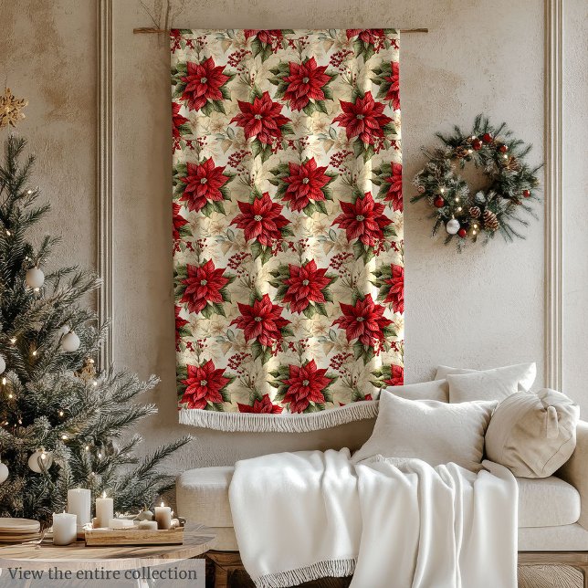 Rustic Christmas Blanket Red & White Floral Charm (Rustic Christmas Blanket Red & White Floral Charm)