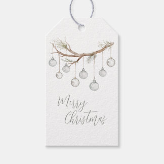 Rustic Christmas Branch with Hanging Lights Gift Tags
