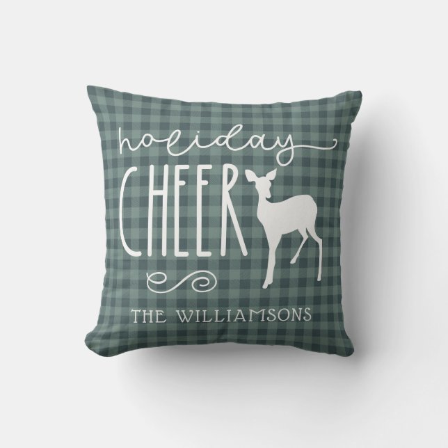 Rustic Christmas Buffalo Plaid  Throw Pillow (Front)