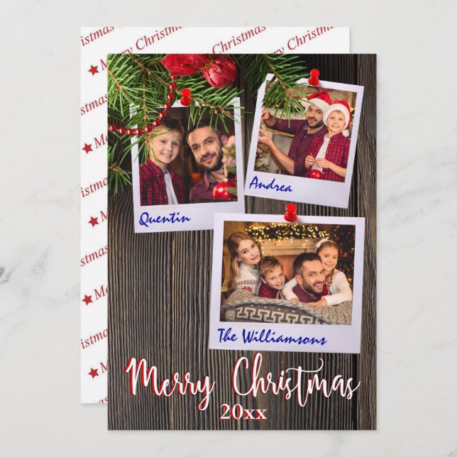 Rustic Christmas Bulletin Board Photo Invitation (Front/Back)