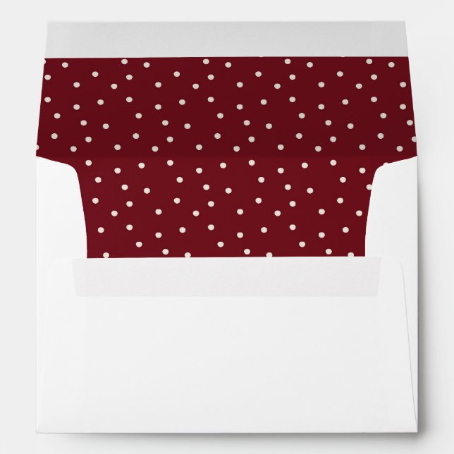 Rustic Christmas Burgundy & White Polka Dots  Envelope (Back (Bottom))