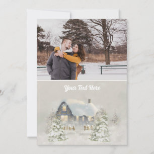 Rustic Christmas Cabin Winter Solstice Woodland  Holiday Card