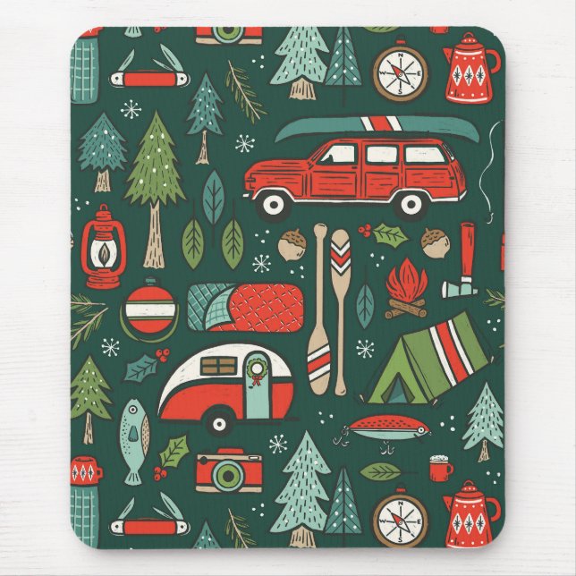 Rustic Christmas Camping Mouse Pad (Front)