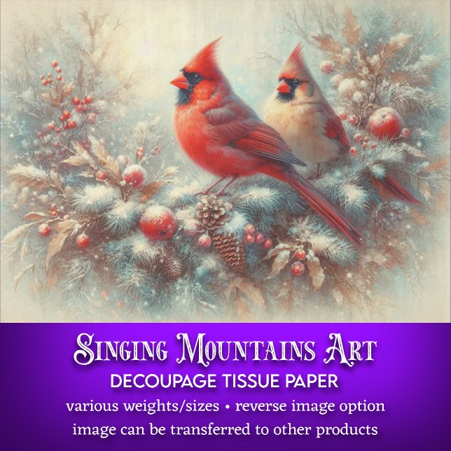 Rustic Christmas Cardinals In Woodland Decoupage Tissue Paper (Creator Uploaded)