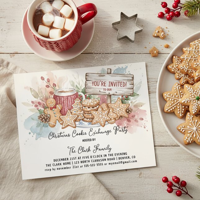 Rustic Christmas Cookie Exchange Party Design Invitation (Creator Uploaded)