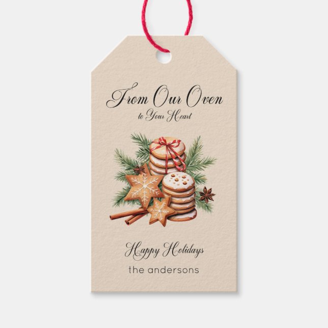 Rustic Christmas Cookie Tray Cream Gift Tag (Front)