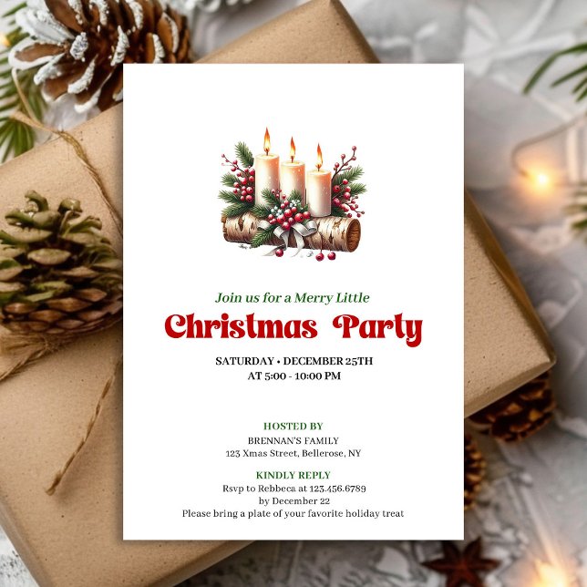 Rustic Christmas Decoration Candles Invitation (Rustic Christmas Decoration Candles Invitation)