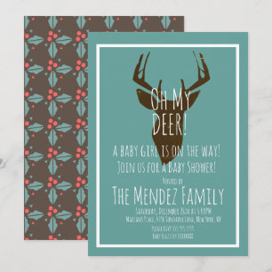 Rustic Christmas Deer Gender Nuetral Baby Shower Invitation