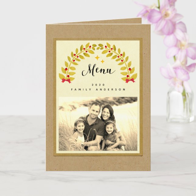 rustic christmas dinner party template menu (Orchid)