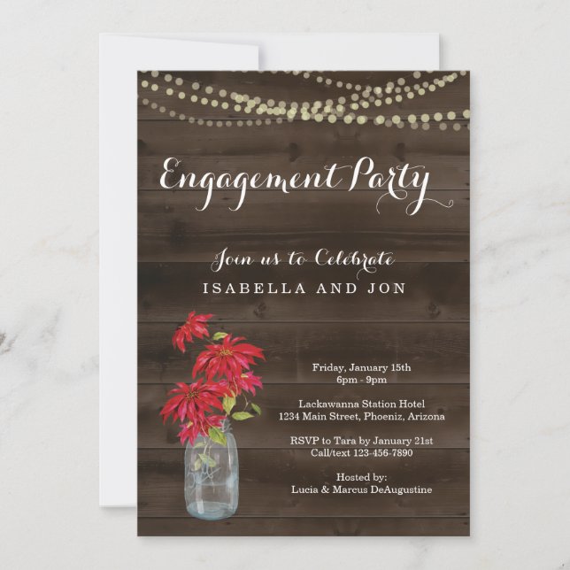 Rustic Christmas Engagement Party Invitation (Front)
