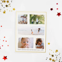 Rustic Christmas Family Photo Collage Gold Foil