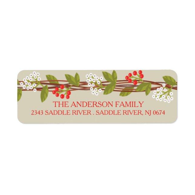 Rustic Christmas Floral Return Address Label (Front)