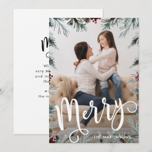 Rustic Christmas Frame Photo with Message Holiday Card