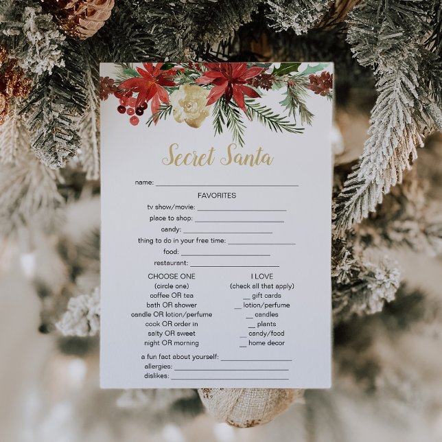 rustic Christmas game secret Santa questionnaire  Invitation (Creator Uploaded)