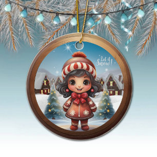 Rustic Christmas Gingerbread Girl Festive Xmas 🎄 Ceramic Tree Decoration