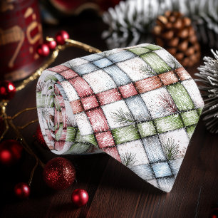 Rustic Christmas Gingham Necktie