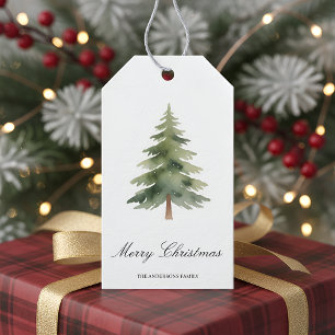 Rustic Christmas Green Tree Merry Christmas Gift Tags