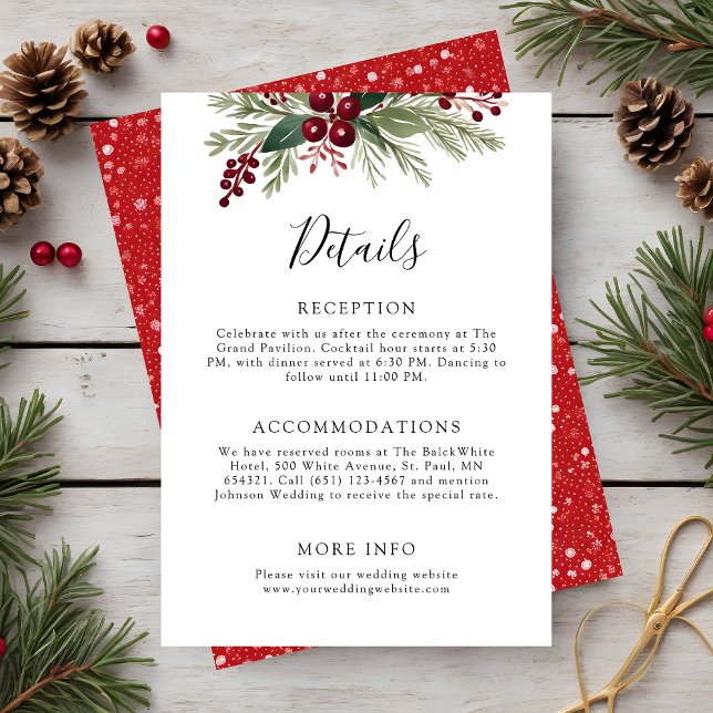 Rustic Christmas Greenery Wedding  Enclosure Card (Creator Uploaded)