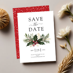 Rustic Christmas Greenery Wedding Save The Date