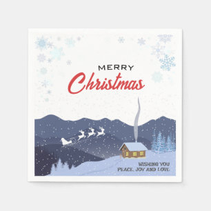 Rustic Christmas Happy new year Santa gift Napkin