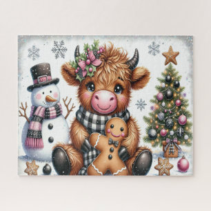Rustic Christmas Highland Cow Jigsaw Puzzle
