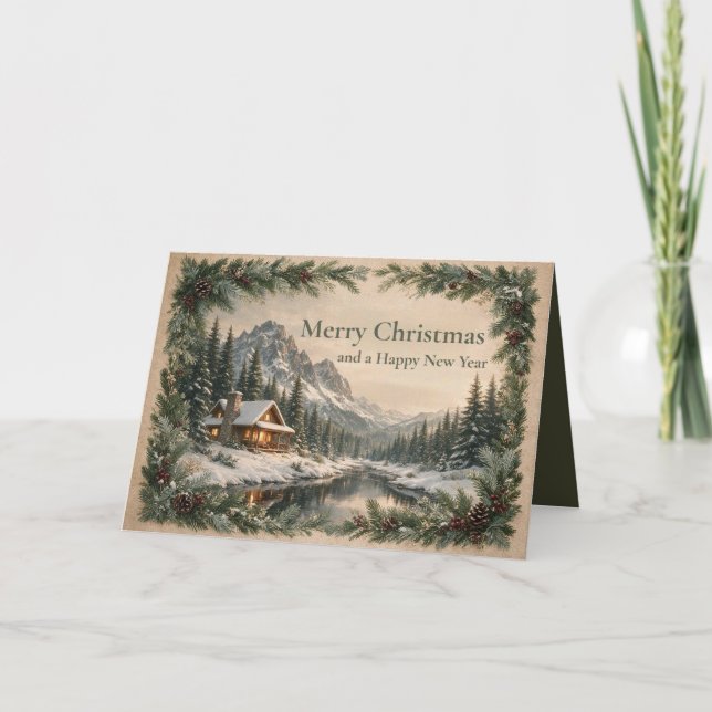 Rustic Christmas Holiday Card (Front)