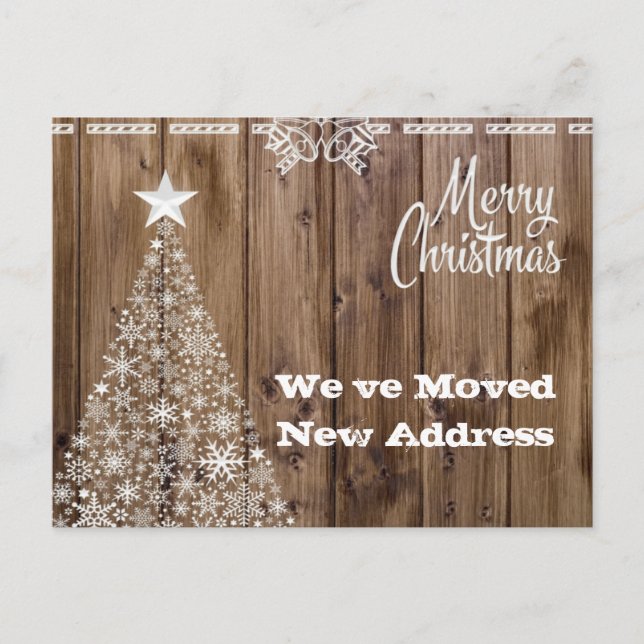 Rustic Christmas Holiday Moving Announcement Postcard (Front)