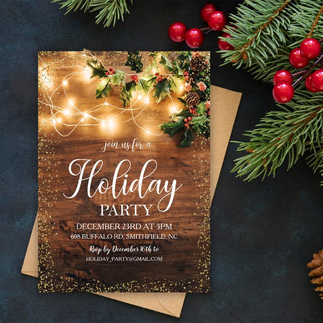 Rustic Christmas Holiday Party Invitation (Creator Uploaded)