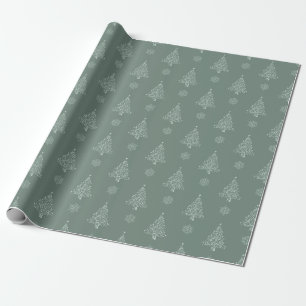 Rustic Christmas holiday tree green neutral Wrapping Paper