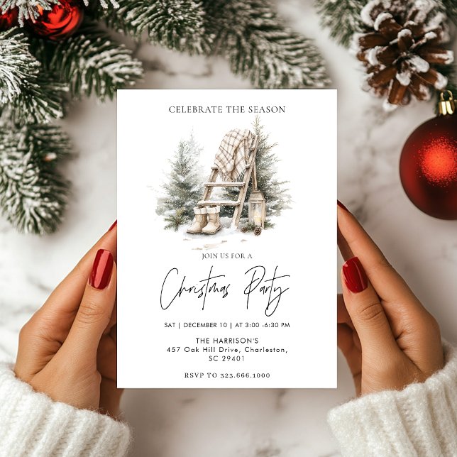 Rustic Christmas Holiday Tree Invitation (Creator Uploaded)