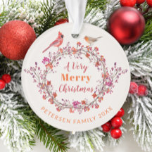 Rustic Christmas holly berry wreath family name