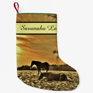 Rustic Christmas Horses in snow Personalized Small Christmas Stocking