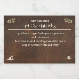 Rustic Christmas Hot Chocolate Cocoa Mix Food Label