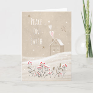 Rustic Christmas House in Snow  Holiday Card